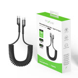 Câble rétractable à ressort Rixus RXUC17C USB-C vers USB-C noir