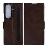 Étui portefeuille Rixus avec porte-stylo pour Samsung Galaxy Z Fold 7 marron