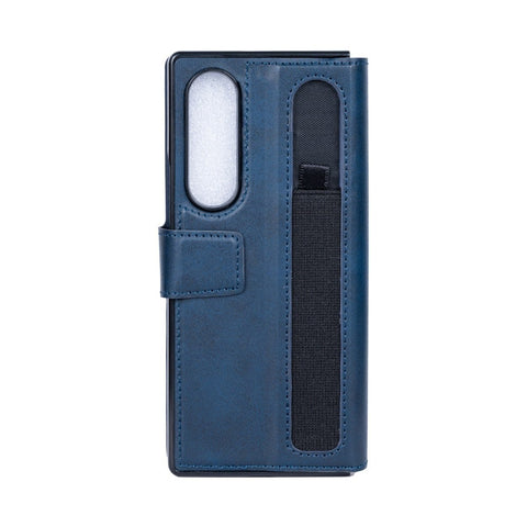 Étui portefeuille Rixus avec porte-stylo pour Samsung Galaxy Z Fold4 bleu