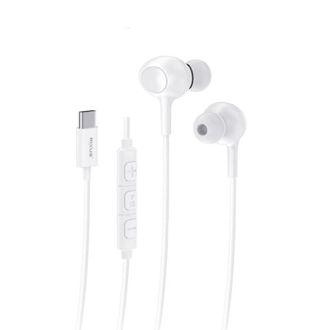 Écouteurs filaires USB-C Rixus RXHD56CW avec microphone, blancs