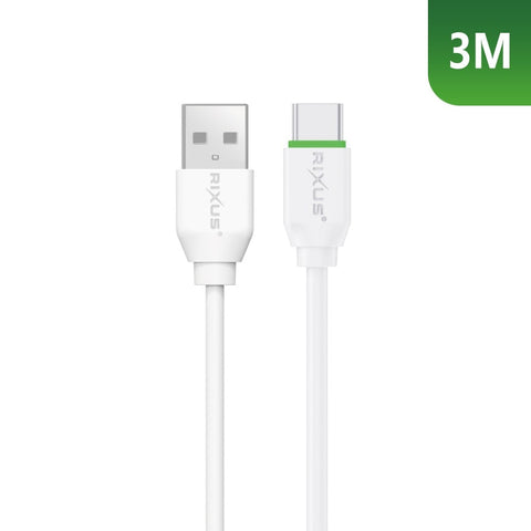 Câble Rixus RX2017AC pour synchronisation des données et recharge rapide USB vers USB-C, 3 m
