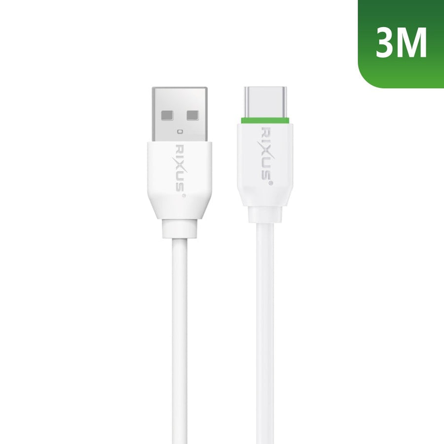 Câble Rixus RX2017AC pour synchronisation des données et recharge rapide USB vers USB-C, 3 m