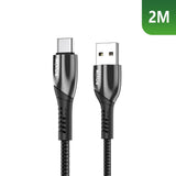 Câble de recharge Rixus RXUC38AC USB-A vers USB-C tressé en nylon 2 m noir