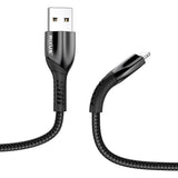 Câble de recharge Rixus RXUC38AL USB-A vers Lightning en nylon, 2 m, noir