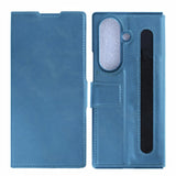 Étui portefeuille Rixus avec porte-stylo pour Samsung Galaxy Z Fold 7 bleu sierra