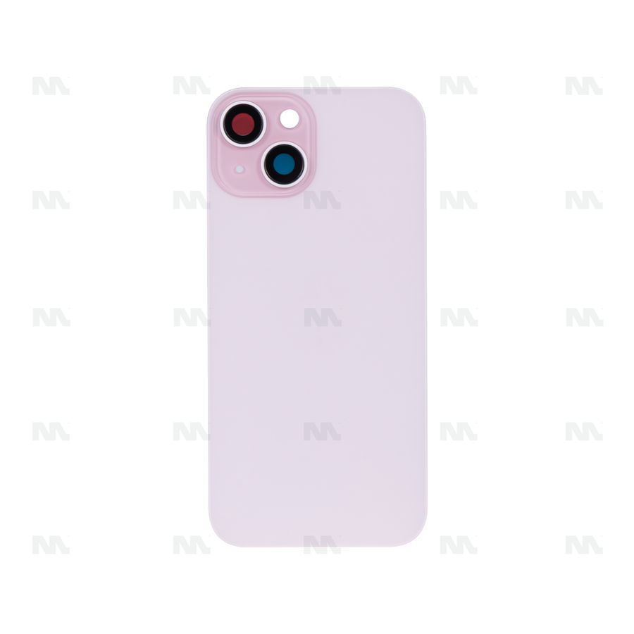 Vitre Arrière sans NFC, cadre d'appareil photo agrandi rose Compatible pour Apple iPhone 15