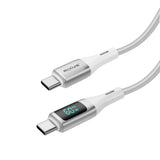 Câble USB-C vers USB-C tressé Rixus RXUC29C avec écran LED blanc