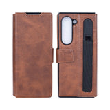 Étui portefeuille Rixus avec porte-stylo pour Samsung Galaxy Z Fold5 marron