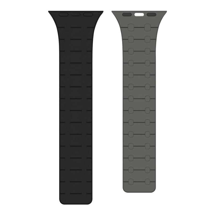 Bracelet magnétique en silicone Rixus pour Apple Watch 42 mm, 44 mm, 45 mm, 49 mm, noir et gris