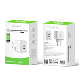 Adaptateur secteur double USB-C Rixus RXHC45 GaN 45 W blanc