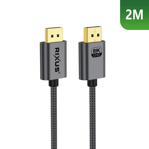 Câble DisplayPort - 8K - 200 cm - Rixus RXDP12 - Gris sidéral