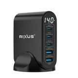 Adaptateur secteur Rixus RX140 GaN avec écran numérique 140 W noir