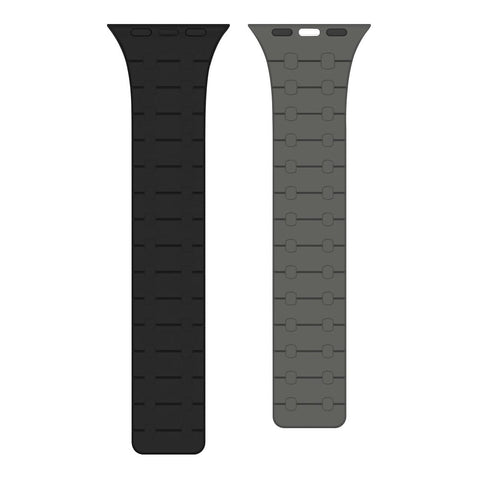 Bracelet magnétique en silicone Rixus pour Apple Watch 38 mm, 40 mm, 41 mm, noir et gris