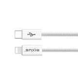 Câble de recharge rapide Rixus RXUC08L USB-C vers Lightning en nylon tressé, 1,8 m, blanc