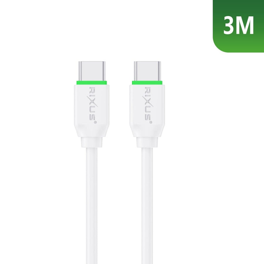 Câble Rixus RX2017 pour synchronisation des données et recharge rapide USB-C vers USB-C 3 m