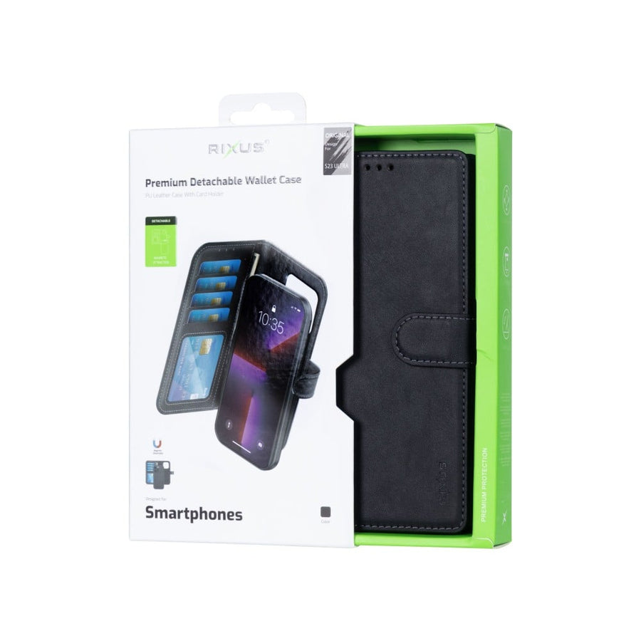 Portefeuille magnétique amovible Rixus Duo pour Samsung Galaxy S23 Ultra Noir