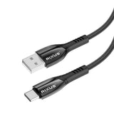 Câble de recharge Rixus RXUC38AC USB-A vers USB-C tressé en nylon 2 m noir