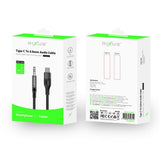 Câble audio tressé Rixus RXMU35C 3,5 mm AUX vers USB-C, 1,2 m, noir