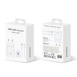 Adaptateur de voyage à charge rapide 2-1 CH18W02 USB-A vers USB-C 18 W blanc