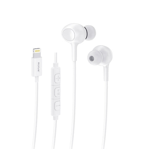 Casque audio filaire avec microphone Rixus RXHD56LW, type écouteurs intra-auriculaires, blanc