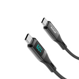 Câble USB-C tressé Rixus RXUC28C avec écran LED, 1 m, noir
