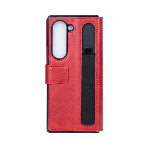 Étui portefeuille Rixus avec porte-stylo pour Samsung Galaxy Z Fold6 rouge