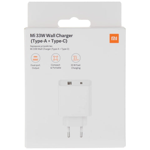 Chargeur mural Xiaomi Mi 33 W, 1 port USB A / 1 port Type-C (BHR4996GL) - Blanc
