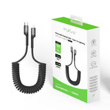 Câble rétractable à ressort Rixus RXUC17L USB-C vers Lightning noir