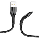 Câble de recharge Rixus RXUC37AC USB-A vers USB-C en nylon tressé, 30 cm, noir