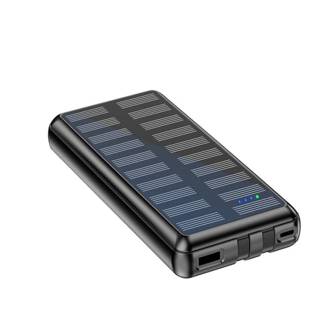 Batterie externe solaire Rixus RXPB47 20 000 mAh avec câbles intégrés - Noir