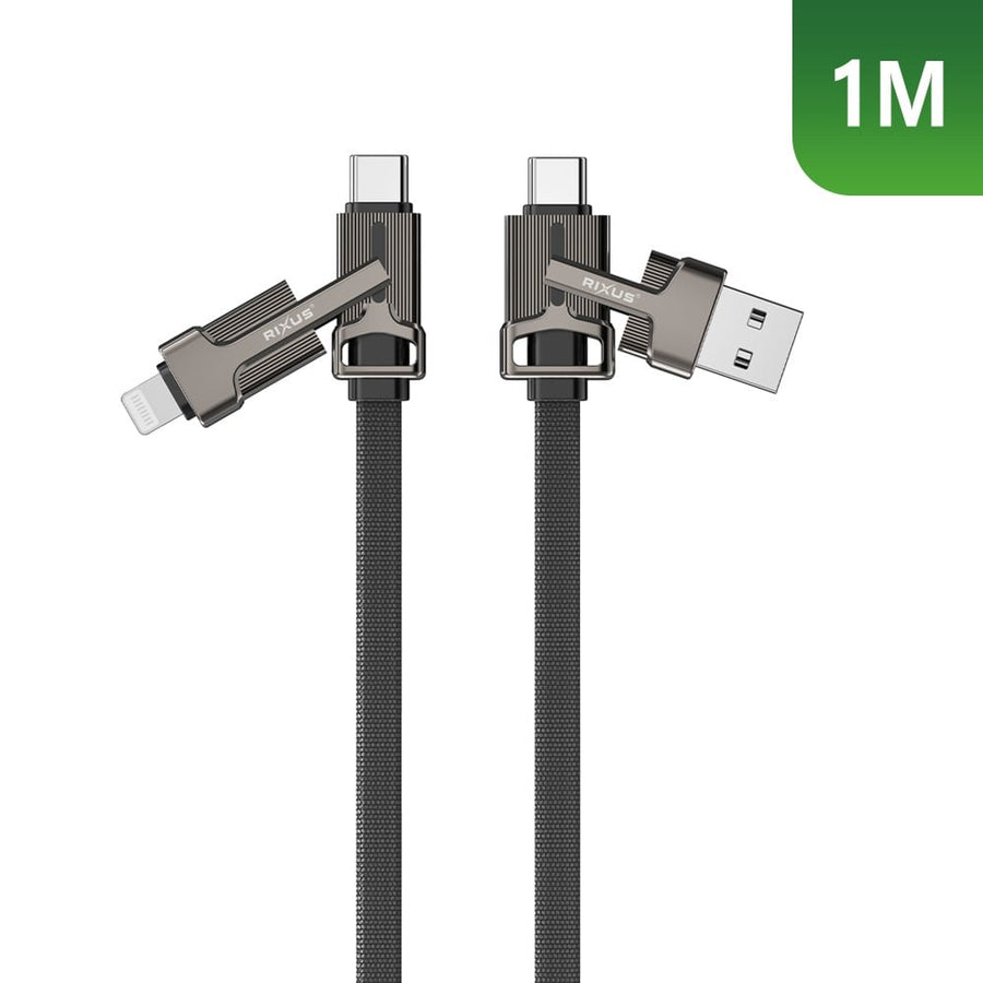 Câble multifonction plat tressé Rixus RXUC41, 1 m, noir
