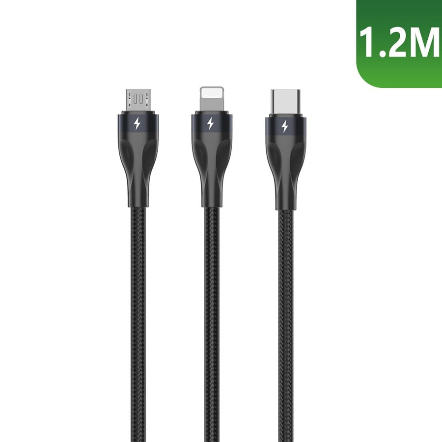 Câble de recharge rapide Rixus RXUC23 Two-For-Three noir