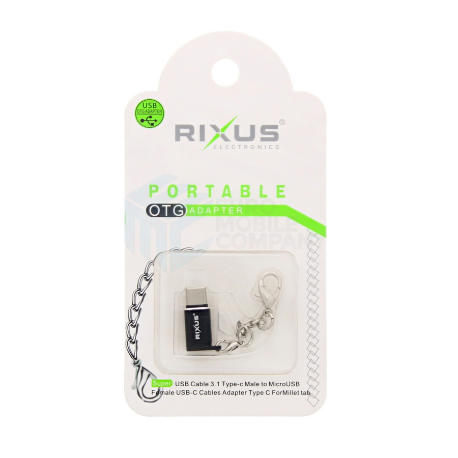 Adaptateur portable Rixus OTG Micro-USB vers USB-C Noir