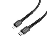 Câble USB-C vers Lightning tressé en nylon Rixus RXU71CA, 1,2 m, noir
