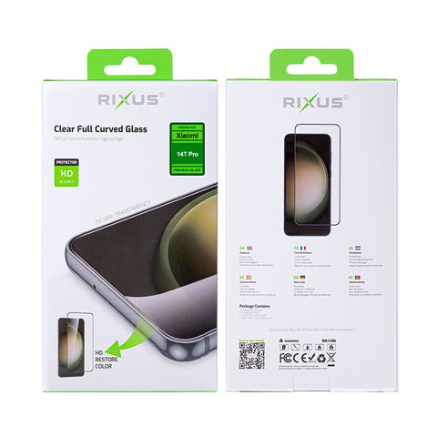 Verre trempé incurvé Rixus Clear HD pour Xiaomi 14T Pro