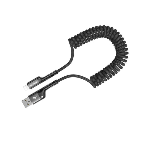Câble rétractable à ressort Rixus RXUC17AL USB-A vers Lightning noir