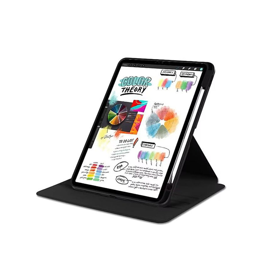 Étui de protection en cuir PU noir pour iPad Pro 11 (2024)