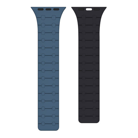 Bracelet magnétique en silicone Rixus pour Apple Watch 42 mm, 44 mm, 45 mm, 49 mm Bleu et Midnight