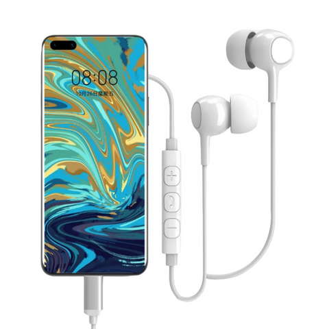 Écouteurs filaires USB-C Rixus RXHD56CW avec microphone, blancs