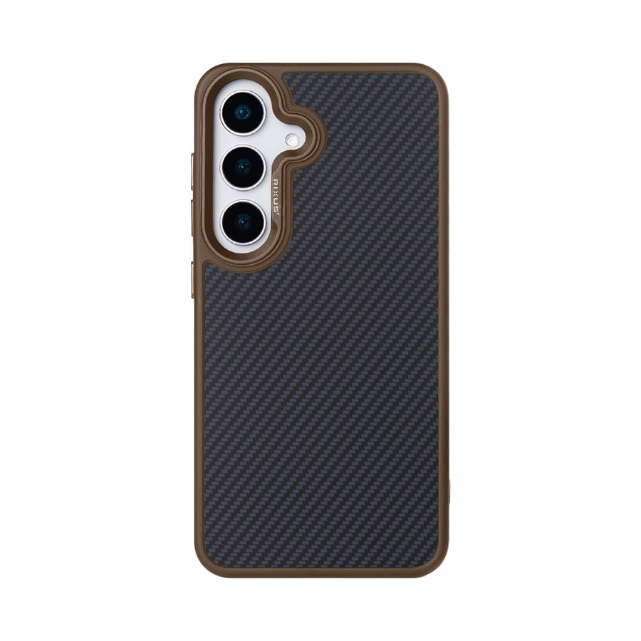 Coque Mag Carbon avec MagSafe pour Samsung Galaxy S25 - Marron