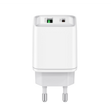 Adaptateur de voyage CH033 double port USB-A et USB-C 33 W blanc