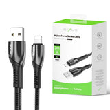 Câble de recharge Rixus RXUC39AL USB-A vers Lightning en nylon, 3 m, noir