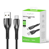 Câble de recharge Rixus RXUC38AC USB-A vers USB-C tressé en nylon 2 m noir