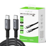 Câble Rixus RXUC05 USB-C 2.0 vers USB-C, 2 m, 100 W, gris sidéral