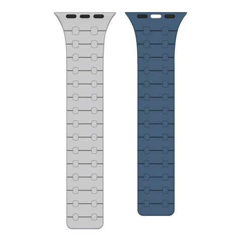 Bracelet magnétique en silicone Rixus pour Apple Watch 42 mm, 44 mm, 45 mm, 49 mm, gris nuage et bleu