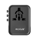 Adaptateur universel Rixus RX3425 25 W avec 3 ports USB Noir