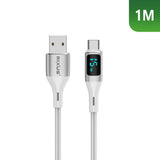 Câble USB-A vers USB-C tressé Rixus RXUC29AC avec écran LED blanc