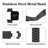 Bracelet métallique en acier inoxydable pour Apple Watch Series 38/40/41 mm (taille M/L) - Noir