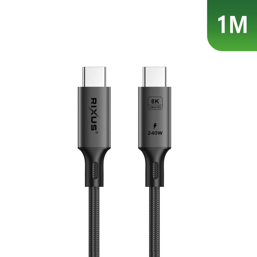 Câble Rixus RXUC01 USB-C 4.0 vers USB-C, 1 m, 240 W, gris