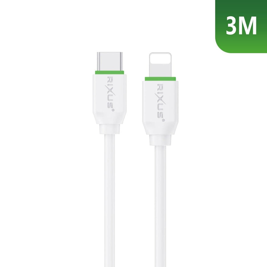 Câble Rixus RX2017L pour synchronisation des données et recharge rapide USB-C vers Lightning, 3 m